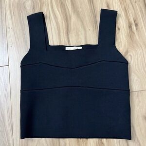 Listicle Medium Black Square Neck Crop Top Cami Thick Stretch Elevated Basics
